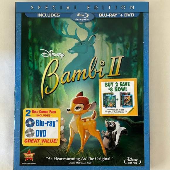 Disney Bambi II Blu-Ray / DVD Special Edition With Slipcover 2011 NOS Sealed - Picture 7 of 7